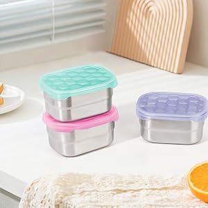 8oz Small (1 CUP) Stainless Steel Snack Containers for Kids and Toddlers (Ages 1-3) | Easy Open Leak Proof Food Containers with Silicone Lids - Perfect Metal Lunch Box for Daycare and School