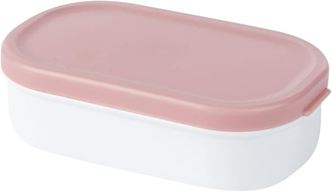 Restaurantware Bento Tek 40.5 Ounces Stackable Lunch Box 1 Reusable Adult Lunch Container - With Utensils Included Sauce Cup Pink & White Plastic Layered Lunch Box Microwavable Dishwashable