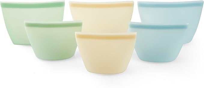 6 Pack Reusable Silicone Food Storage Bags, Emptycolor Reusable Ziplock Bags, Leakproof Freezer Bag for Sandwich, Snack, Dishwasher Safe, BPA Free