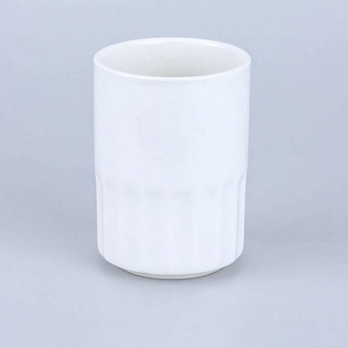 Pure White Ceramic handleless Straight Mug for Morning Tea House, Restaurant, Hotel Cup, Toothbrush Cups (White & B)