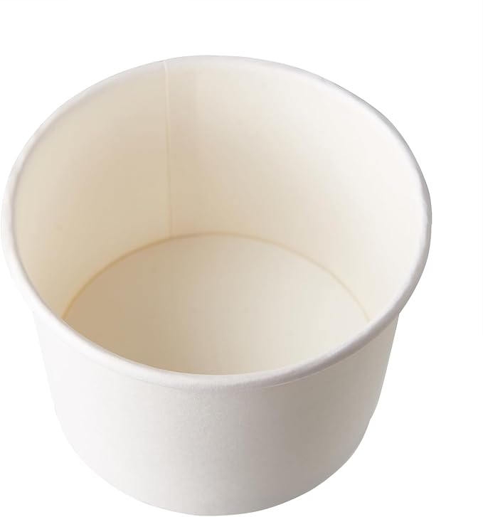 CIAO! 8OZ Disposable White Paper Food Container, 90mm Diameter, Lids Sold Separately (1000/case)