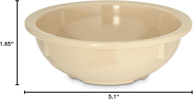 Carlisle FoodService Products Kingline Reusable Plastic Bowl Nappie Bowl for Home and Restaurant, Melamine, 10 Ounces, Tan, (Pack of 48)