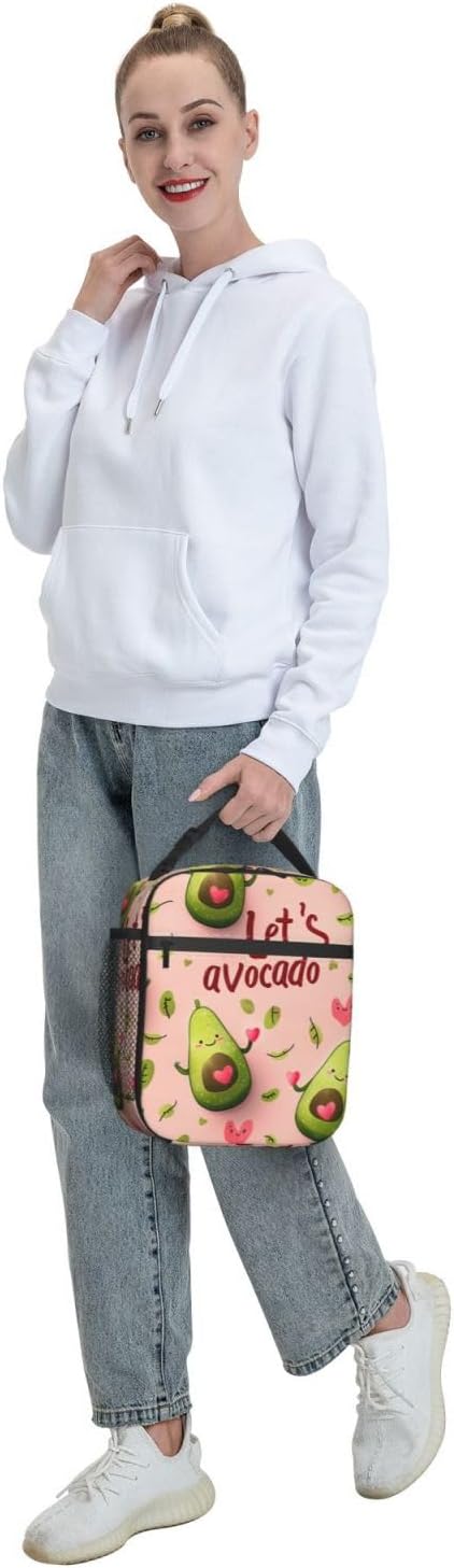 Avocado Insulated Lunch Bag for Women Men Avocado Lunch Bag for Work,Picnic,Travel,Hiking,Beach or Fishing Polyester Avocado Lunch Box