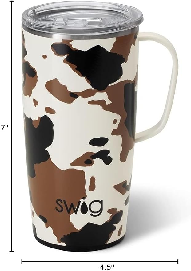 Swig Life 22oz Travel Mug, Insulated Tumbler with Handle and Lid, Cup Holder Friendly, Dishwasher Safe, Stainless Steel, Travel Coffee Cup, Insulated Mug with Lid (Hayride)