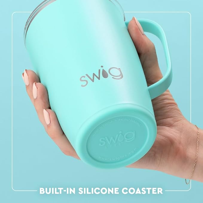 Swig Life 18oz Travel Mug, Insulated Tumbler with Handle and Lid, Cup Holder Friendly, Dishwasher Safe, Stainless Steel, Travel Coffee Cup (Hayride)