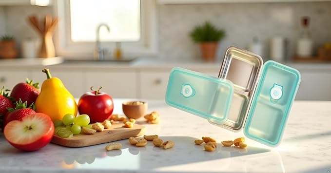 2pcs Grab and Go Snack Containers Stainless Steel, Reusable Snack Containers with Lids,Travel and Camping Food Storage