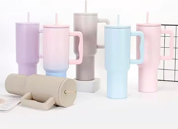 Outdoor Tumbler, 40 oz, Double-Wall Insulated, Ergonomic Handle with Lid Straw (Light Purple)