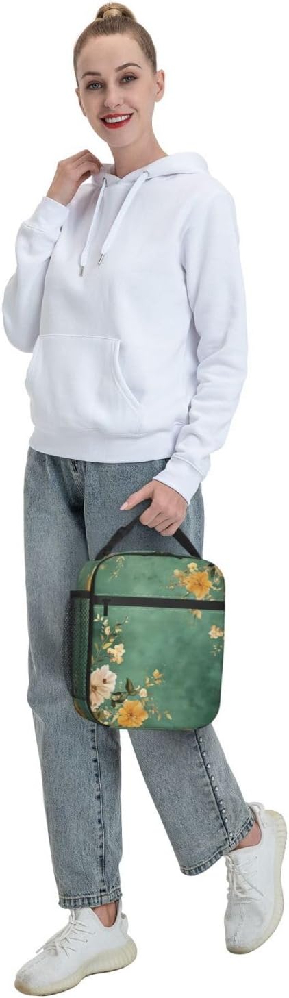 Sage Green Insulated Lunch Box for Women Men Sage Green Lunch Bag for Travel,or Fishing Polyester