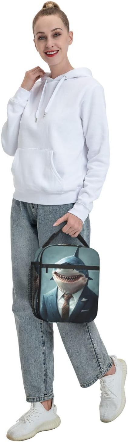 Shark Insulated Lunch Box for Women Men Shark Lunch Bag for Travel,or Fishing Polyester