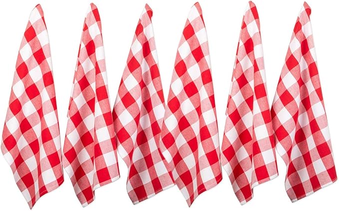 Urban Villa Kitchen Towels Set of 6 Buffalo Checks Red//White Kitchen Towels 20X30 Inches 100% Cotton Highly Absorbent Kitchen Towels Premium Quality Ultra Soft Mitered Corners KitchenTowels
