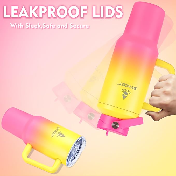 40 oz Tumbler with Handle and Straw or Convert to 40 oz Insulated Water Bottle Fits in Cup Holder. Stainless Steel Metal Water Flask with 2 Lids for Travel,Camping,Gym Sports Coffee Mug Thermal Cup