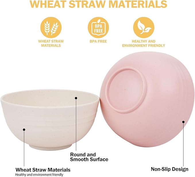 Rubtlamp Wheat Straw Plates and Bowls sets, Reusable Plastic Dishes Set for 4, Kitchen Wheat Straw Dinnerware Sets (Light Four Colors) Include Dinner Platos, Dessert Platos, Cereal Bowls, Cups