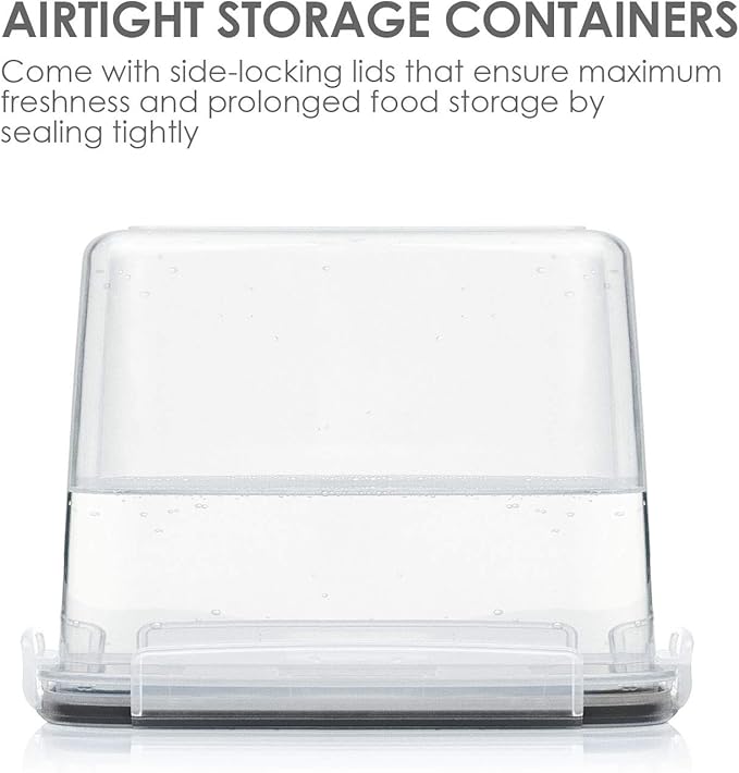 Vtopmart Food Storage Containers 3.3 quart / 3.6L, 4 Pieces BPA Free Plastic Airtight Canister for Flour, Sugar, Baking Supplies, with 4 Measuring Cups and 24 Labels,Black