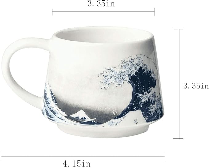 Topadorn Ceramic Mug Porcelain Coffee Cup The Great Wave Coffee Mug with Gift Box,13 oz.