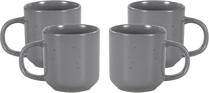 HomeVss, Nordic Shape Rising Rim Stoneware 20pc Dinnerware Set, Matte Grey with Speckle Finished Effect