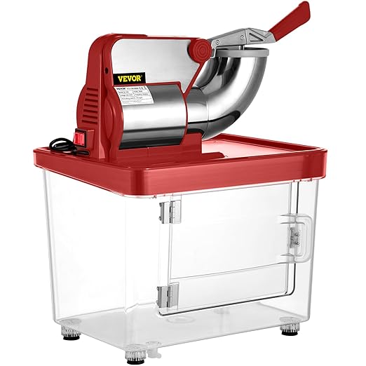 VEVOR 110V Commercial Ice Crusher 661LBS/H, ETL Approved 300W Electric Snow Cone Machine with Dual Blades, Stainless Steel Shaved Ice Machine with Safety On/Off Switch for Family, Restaurants, Bars