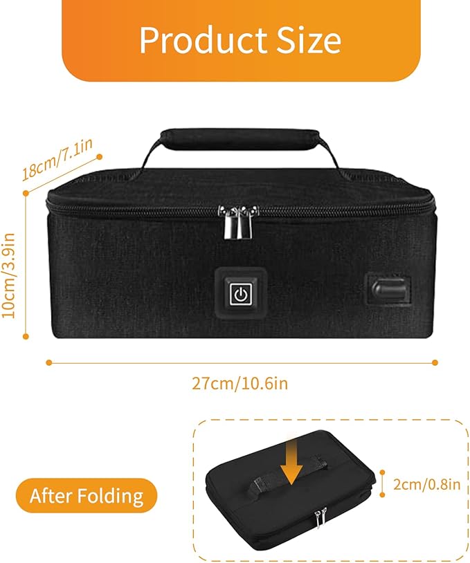 Portable Oven, 12V/24V/110V 3-in-1 Car Food Warmer, Electric Lunch Box For Truckers, Portable Personal Lunch Box Warmer For Road Trip, Office Work, Picnic, Camping, Family Gathering (Black)