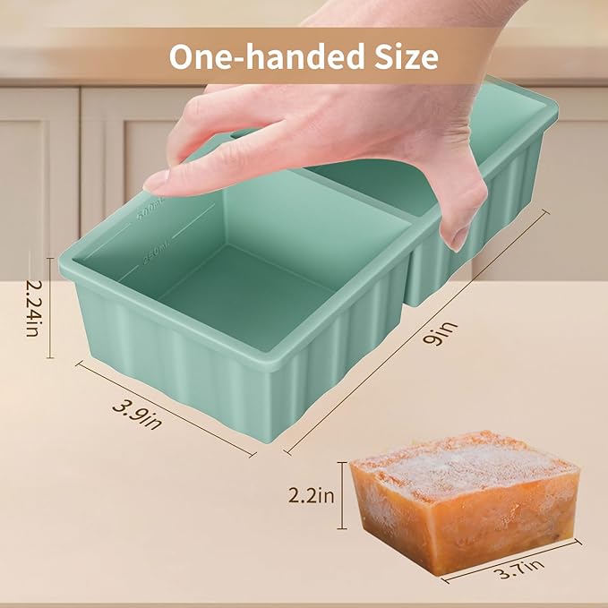 Silicone Freezer Tray for Soup Ice Cubes: 2-Cup Freezing Tray with Lid for Meal Prep - 2Pack Silicon Soup Portion Freeze Trays Make Stock Souped Ice Cube