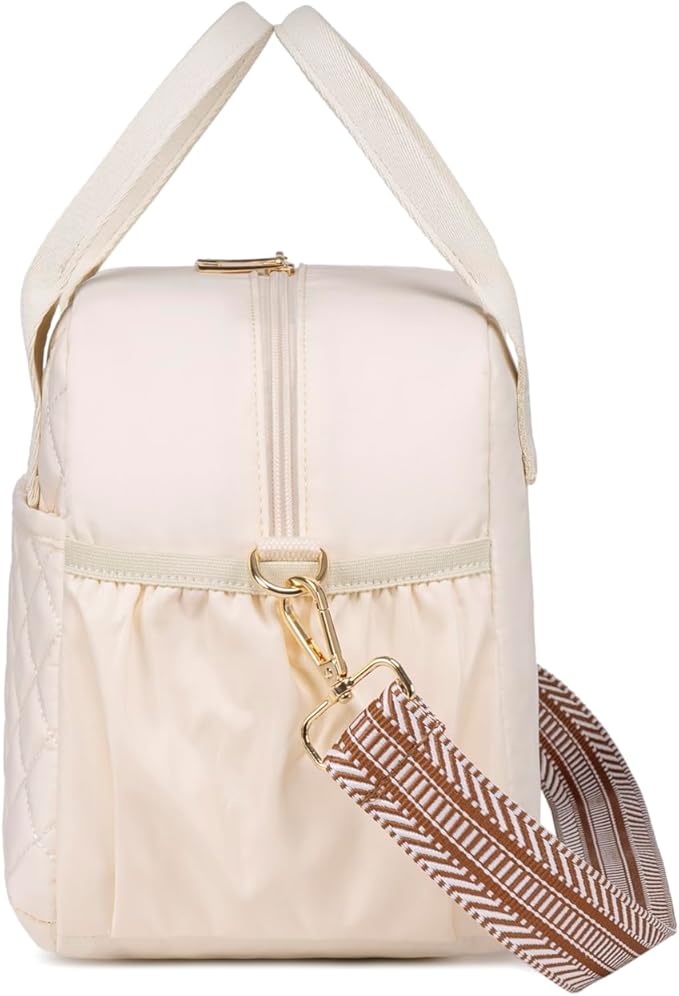 CAMTOP Lunch Box for Women Men Insulated Lunch Bag Lunch Tote Bag Leakproof Thermal Cooler Large Capacity for Travel Work School Picnic (Shoulder-Beige)