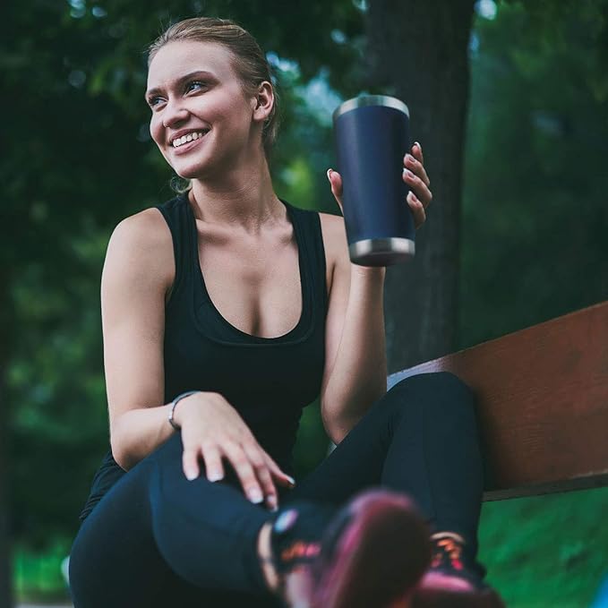 HASLE OUTFITTERS 20oz Stainless Steel Tumblers Bulk, Insulated Travel Cup with Lid, Double Wall Vacuum Coffee Mug for Cold & Hot Drinks 4 Pack, Navy