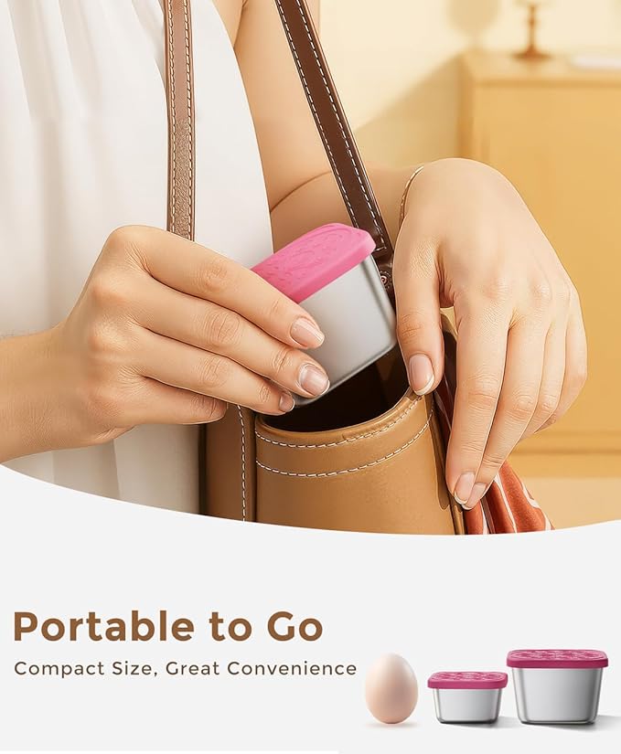 12Pack 6oz Stainless Steel Snack Containers and 2oz Salad Dressing To Go Containers with Silicone Lids, Reusable Square Meal Prep Condiment Sauce Containers Lunch Box Accessories