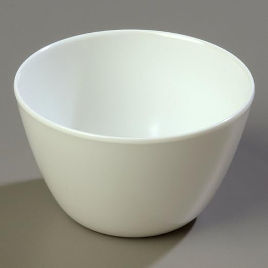 Carlisle FoodService Products Kingline Reusable Plastic Bowl Soup Cup for Home and Restaurant, Melamine, 8 Ounces, White, (Pack of 48)