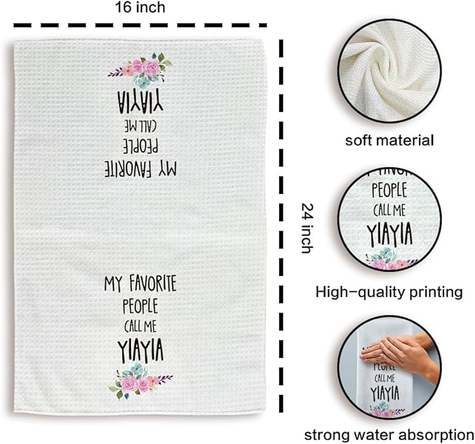 Yiayia Gifts Kitchen Towels, Yiayias Gifts for Grandma Hand Towels, Yiayias Grandma Mother's Day Dish Tea Towel for Kitchen, My Favorite Call Me Yiayia Kitchens Decor, 16x24inch