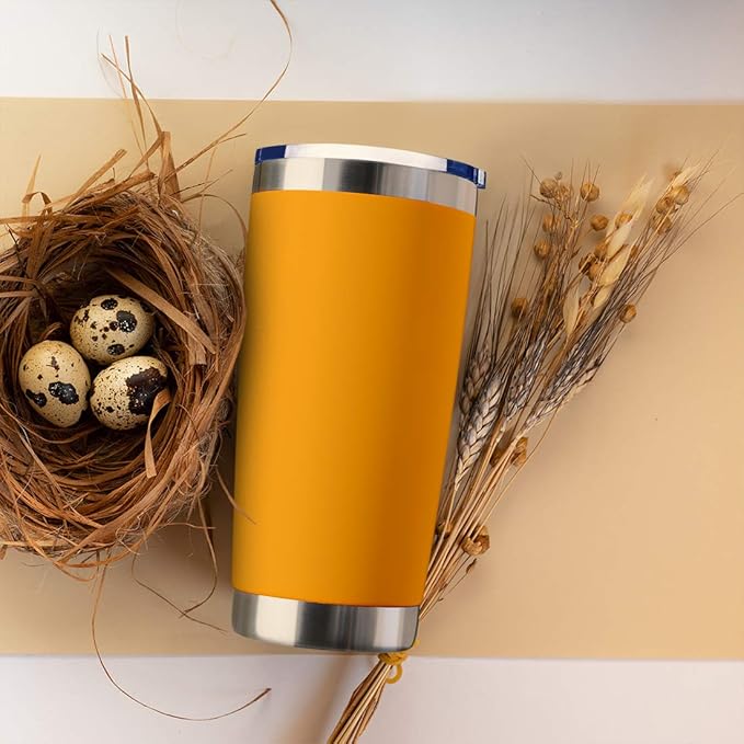 20oz Tumbler Bulk Stainless Steel Vacuum Insulated Tumblers with Lid Double Wall Travel Mug, Durable Powder Coated Coffee Cup, Suitable for Ice Drinks and Hot Beverage (Orange 1pack)