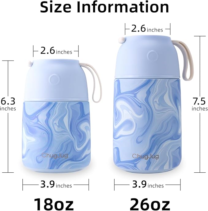 Thermo for Hot Food for Adults Kids | Wide Mouth, 18 oz Insulated Food Jar with Spoon, Leakproof Soup Thermo for School Office Travel, Thermal Steel Lunch Container Easy to Carry (Blue)