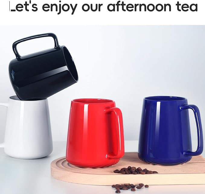 Smilatte 24 OZ Large Coffee Mug, Nice Ceramic Boss Tea Cup with Big Handle for Dad Men Women, Unique Style For Any Kitchen, White