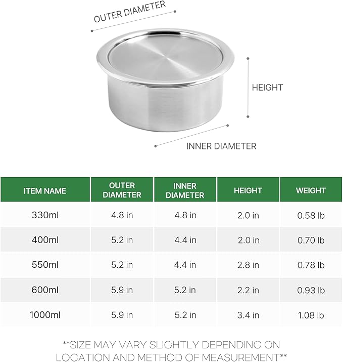 CaKE 3PCS Stainless Steel Food Storage Containers Set With Lids Canister Kitchen Appliances Dishwasher Safe Premium South Korea