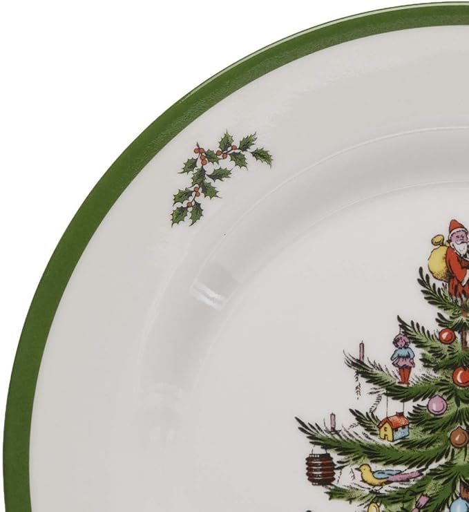 Spode Christmas Tree Melamine Dinner Plate (Set of 4) - 11 Inch Shatterproof Serving Plate for Holiday Meals, Holiday Party - Festive Tableware for Indoor & Outdoor Use, Dishwasher Safe Dinnerware