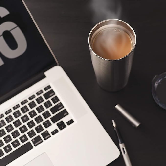 DOMICARE 20oz Stainless Steel Tumbler Bulk with Lid, Double Wall Vacuum Insulated Travel Mug, Powder Coated Coffee Cup, Stainless Steel, 4 Pack