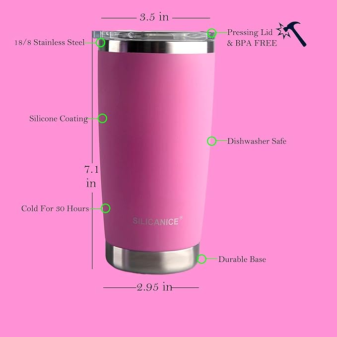 Spill Proof Peony Soft Touch Stainless Steel Reusable Insulated 20oz Tumbler With Lid Of MacSlider Tritan-Iced Cute Travel Durable Mugs - Dishwasher Safe Coffee Cups - Gifts for Women & Men - BPA-Free
