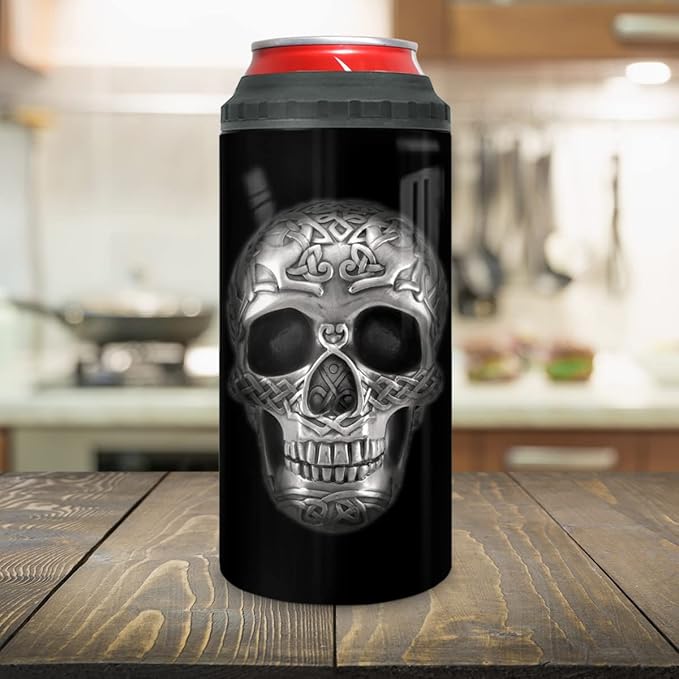 winorax Skull Tumbler 4-in-1 Can Cooler Skulls Coffee Travel Mug Cup 16oz Stainless Steel Insulated with Lid Inspirational Skull Gifts for Men Women Skulls Lover Birthday Halloween Birthday
