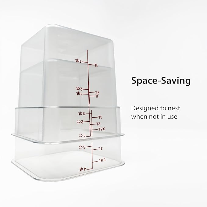 Cambro Food Storage Container with Lid (2 Pack) - Classic Series Square with Green Lid - 4 QT (Quart) - Commercial Grade for Food Prep (Clear)