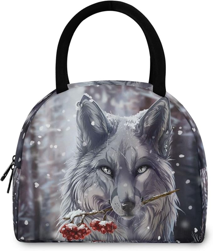 Wolf Lunch Bag Travel Picnic Insulated Durable Bags Shopping Box for Women Office Work School Picnic Hiking