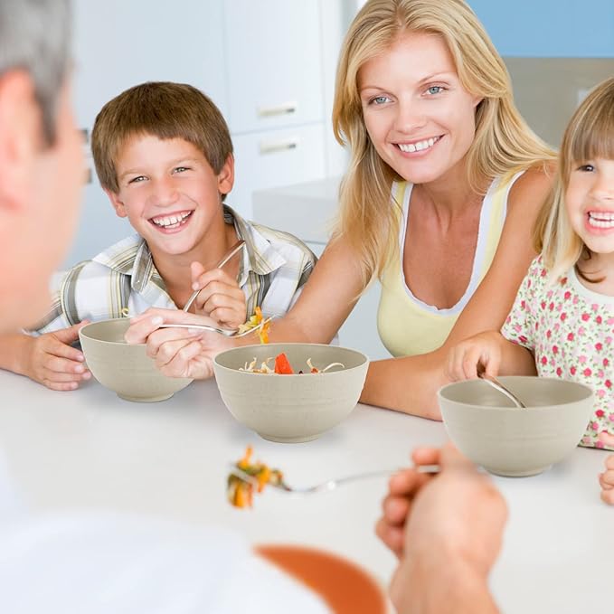 Wrova Wheat Straw Bowl Sets,8 PCS Unbreakable Cereal Bowls 26 OZ,Microwave and Dishwasher Safe Bowls, Kitchen Bowl suitable for cereal,salad,snack and soup (Beige)