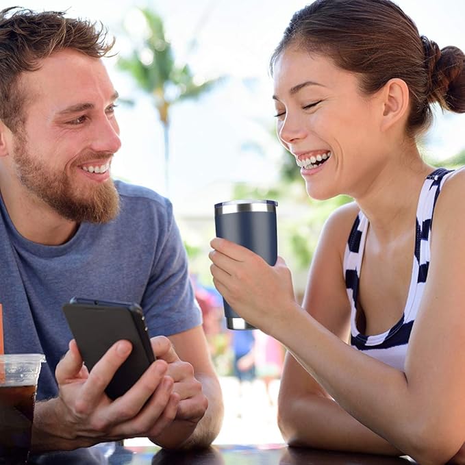 20oz Tumbler Bulk Stainless Steel Vacuum Insulated Tumblers with Lid Double Wall Travel Mug, Durable Powder Coated Coffee Cup, Suitable for Ice Drinks and Hot Beverage(Navy 6pack)