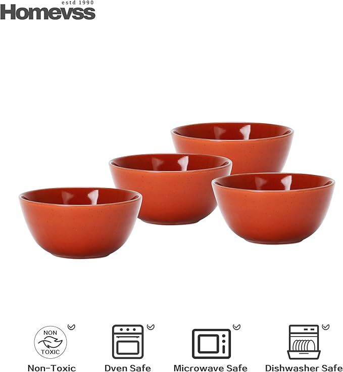 Eur-Nordic Shape Raising Rim 20pc Dinnerware Set, Shiny Glaze Orange with Speckle Effect