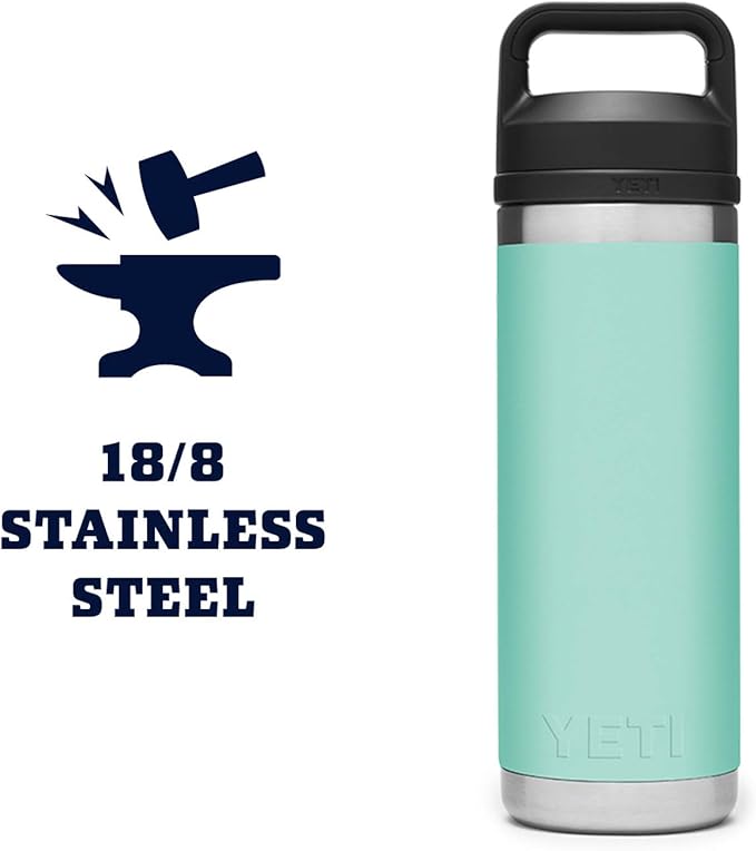 YETI Rambler 18 oz Bottle, Vacuum Insulated, Stainless Steel with Chug Cap, Seafoam