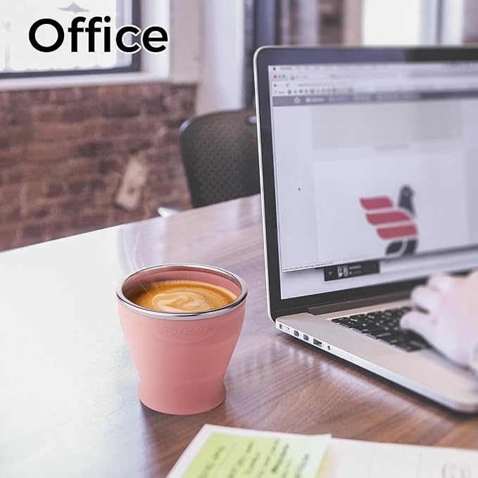 TakeToday Collapsible Travel Cup - Silicone Foldable Water Cup, BPA-Free with Lid & Waterproof Bag - Drinking Cup Set for Camping, Outdoors & International Travel(8 Oz, Navy)