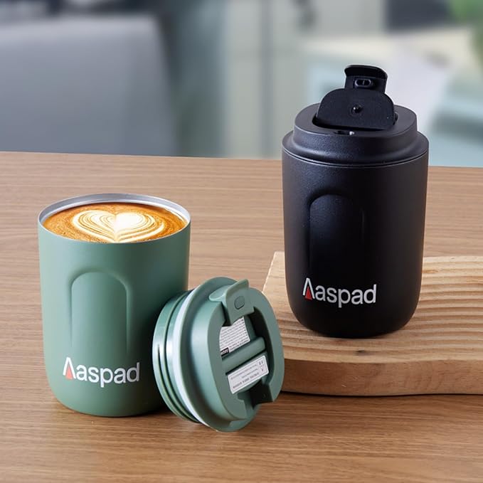 Stainless Steel Coffee cup Travel Mug Double Wall Vacuum cup Reusable Tumbler Cup for car Thermos with Lid for Keep Hot/Ice Coffee (Black)