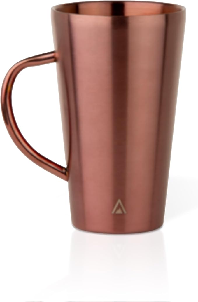 BigBak Stainless Steel Coffee Mugs with Handle – Set of 2, 12 oz Rose Gold – Insulated Metal Cups, Double Wall, BPA-Free, Unbreakable, Dishwasher Safe