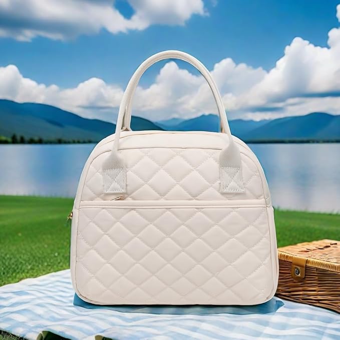 CAMTOP Lunch Box for Women Insulated Lunch Bag Lunchbox Cooler Thermal Leakproof Quilted Reusable Lunch Tote Bag for Work School Travel Picnic