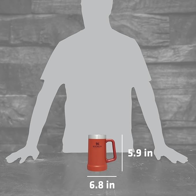 Stanley Stay-Chill Beer Stein 24 oz | Heavy Duty Big Grip Handle | Beer Tumbler Drink Cup, Holds 2 Cans | Insulated Stainless Steel Party Mug | BPA-Free