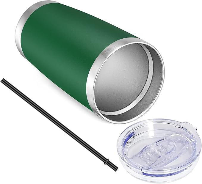 VEGOND 20oz Tumbler with Lid and Straw Stainless Steel Tumbler Cup Bulk Vacuum Insulated Double Wall Travel Coffee Mug Powder Coated Coffee Cup(Powder Green 6 Pack)