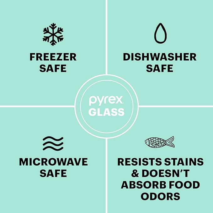 Pyrex Simply Store (5-Pack) Large Glass Food Storage Containers Set, (3, 6 & 11 Cup) Meal Prep Containers With BPA-Free Lids, Dishwasher & Microwave Safe