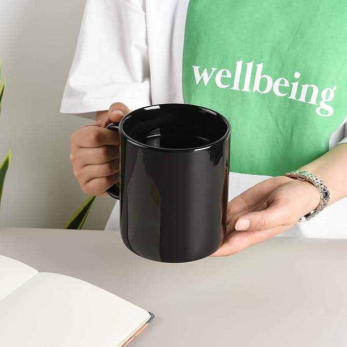 29oz Extra Large Ceramic Coffee Mug with Handle for Office and Home (Black)