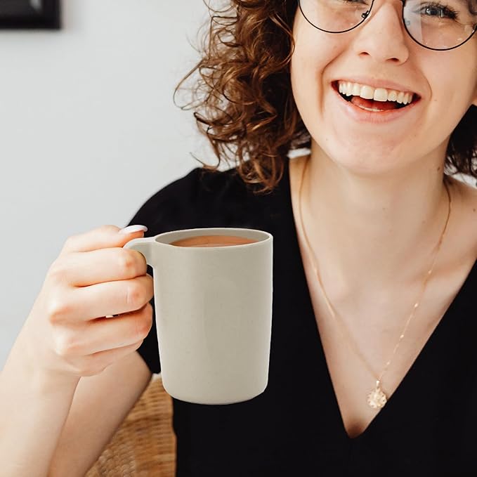 Wrova 16oz Wheat Straw Cups with handles set of 6-Plastic Cups Reusable-Unbreakable Kids Mugs-Dishwasher Safe & Microwave Safe-Ideal Plastic Mugs for Tea,Coffee,Camping,RV-Beige